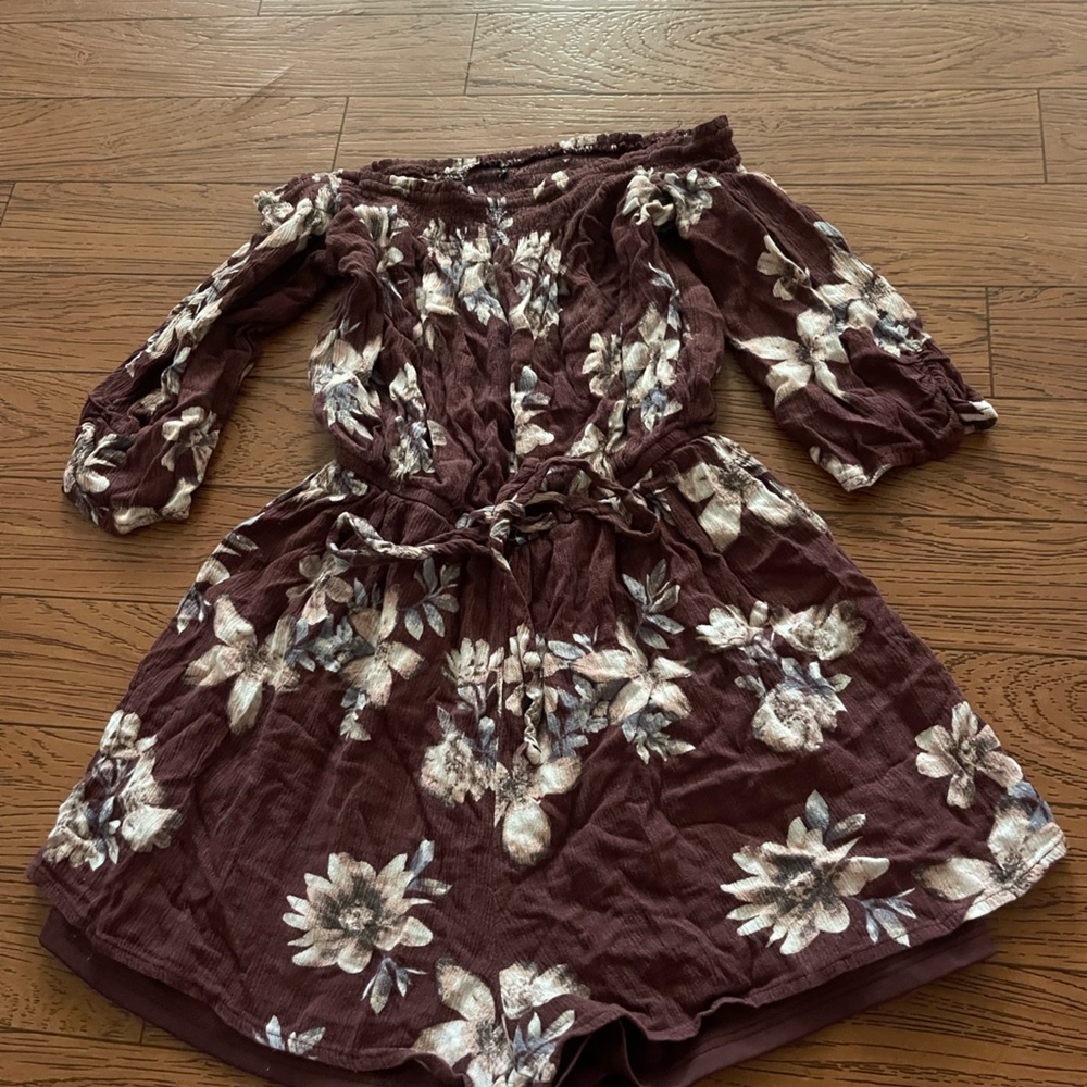 Maroon-purple flowery romper